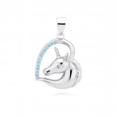 Pandantiv argint unicorn si inima cu pietre bleu DiAmanti Z1730C_AQW-DIA